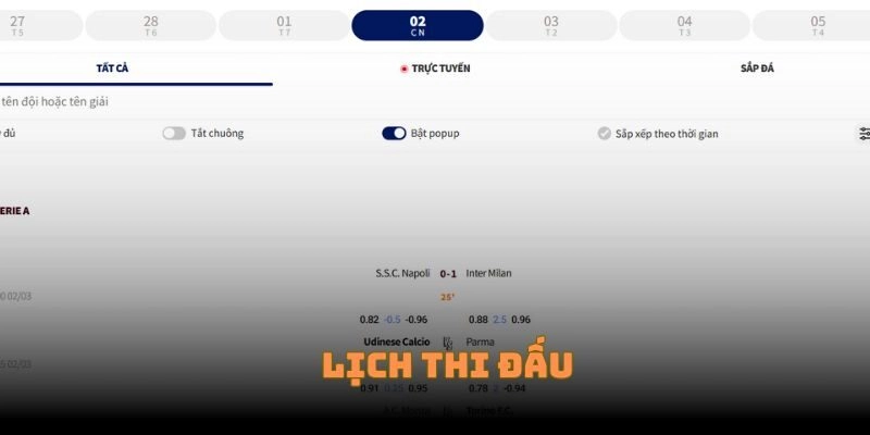 Theo dõi lịch thi đấu cập nhật tại 7M